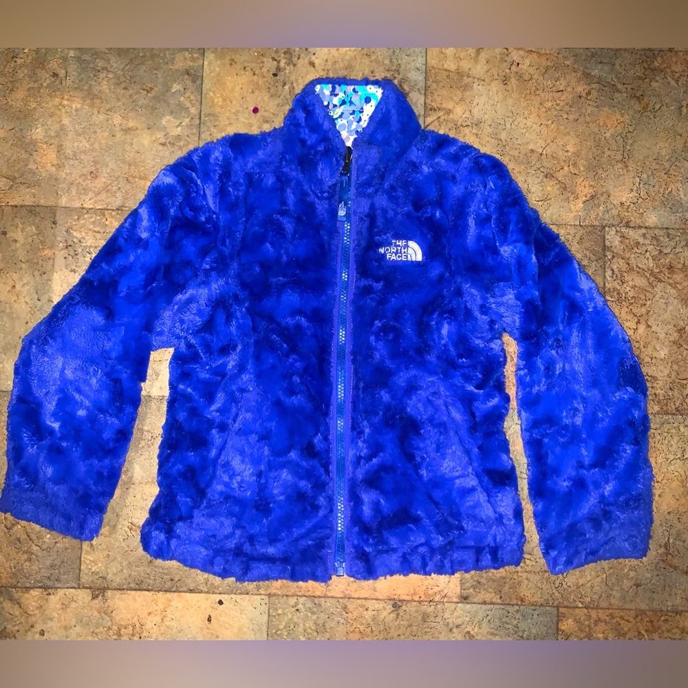 The North Face Vibrant Blue Plush teal reversible Jacket
